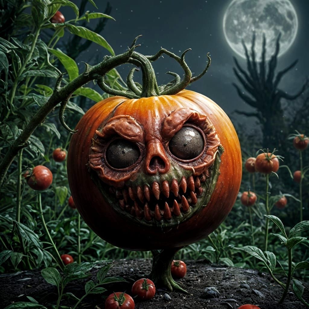 Ghastly Mutant Tomato in a Creepy Garden