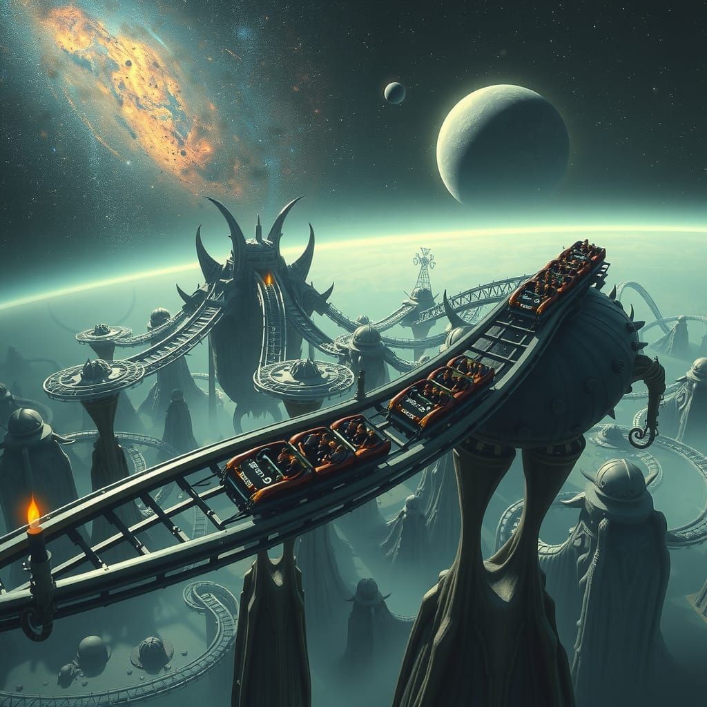 Alien Theme Park in Space: A Giger-Inspired Vision