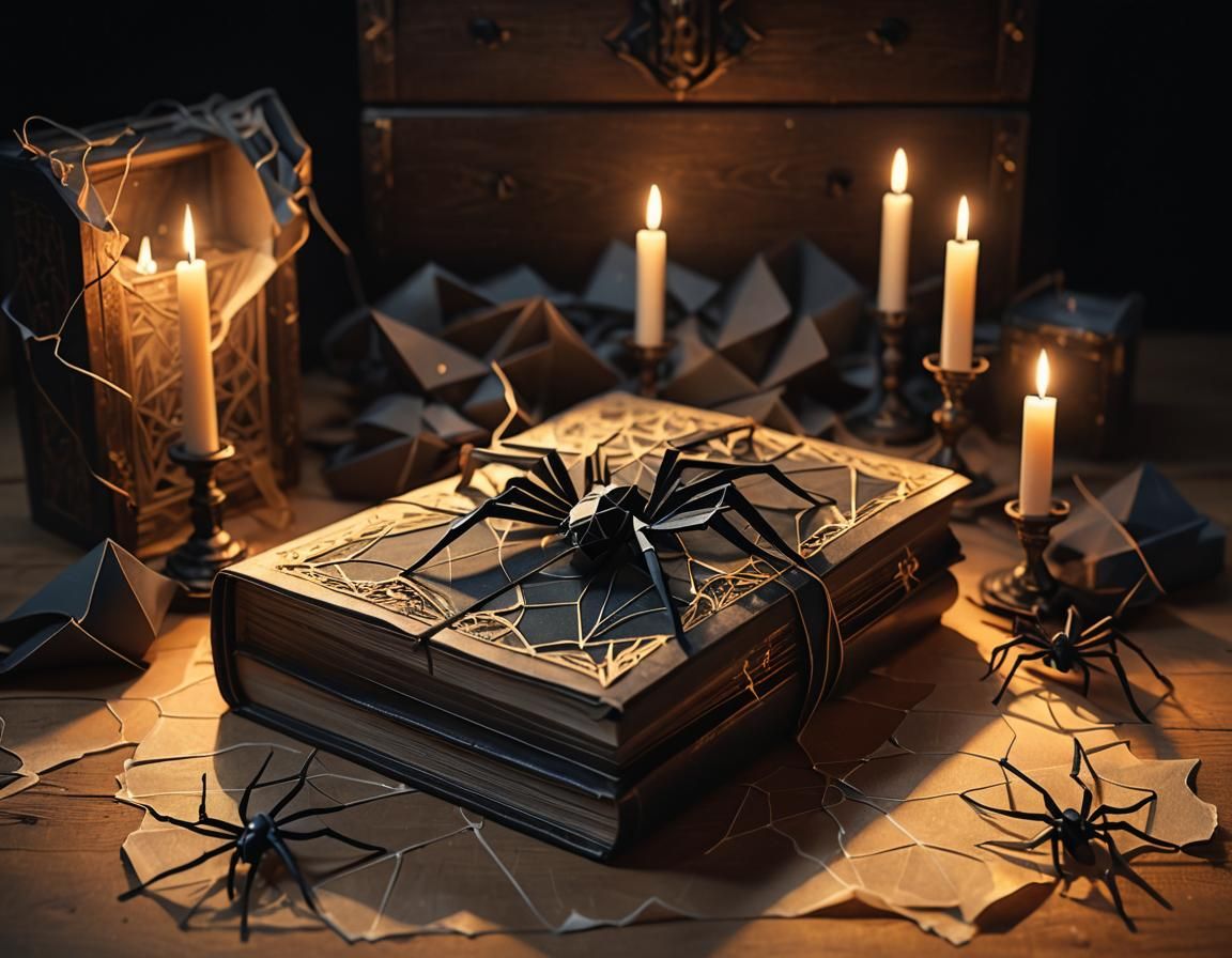 Mysterious Grimoire in Ethereal Low-Poly Style