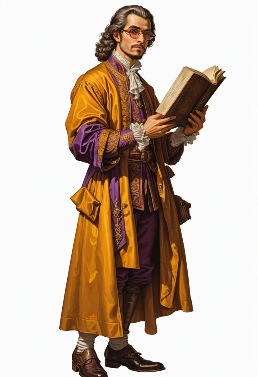 Renaissance Scholar in Regal Baroque Attire