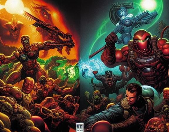doom Mark Brooks and Dan Mumford, comic book art, perfect, s...
