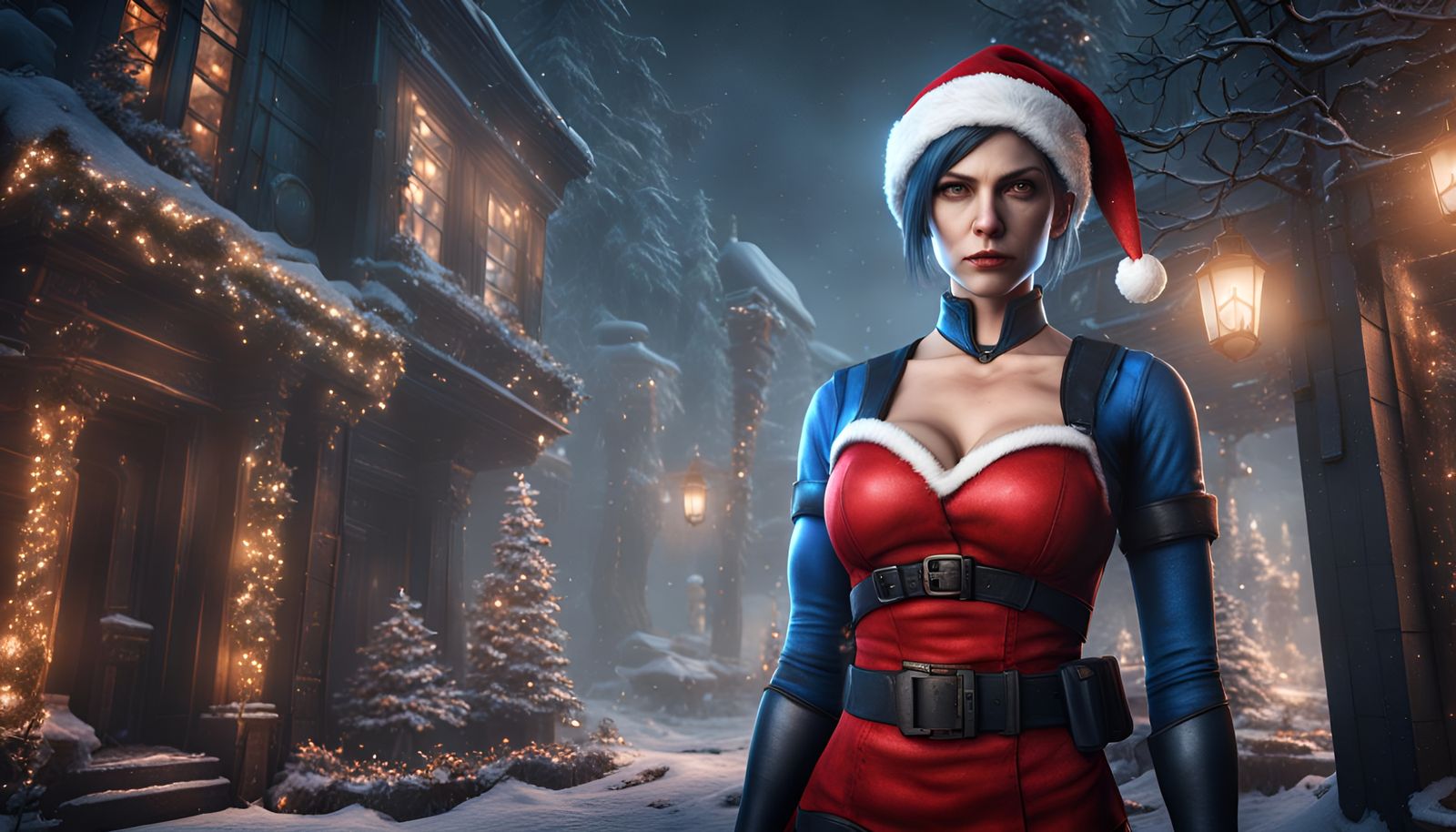 Jill Valentine as Santa Girl: Detailed Matte Painting