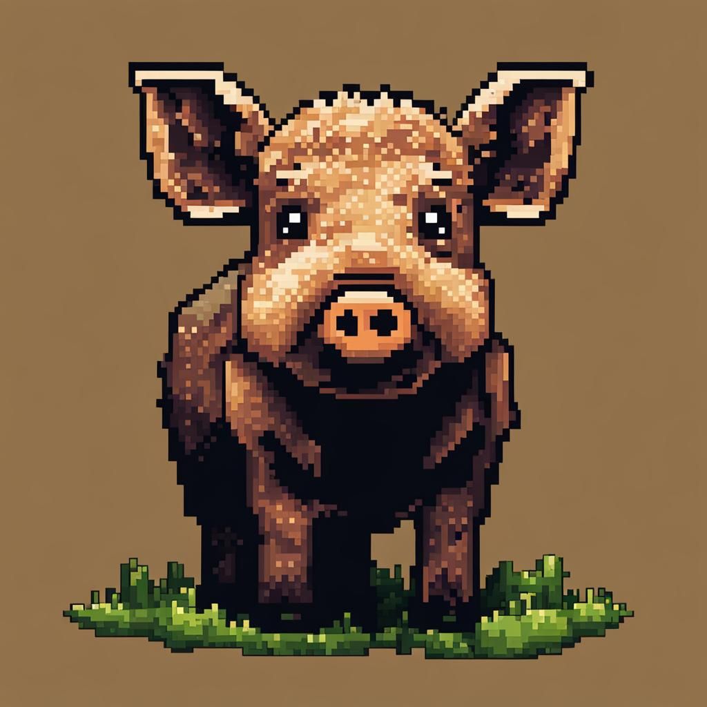 Newborn Wild Boar in Pixel Art Style