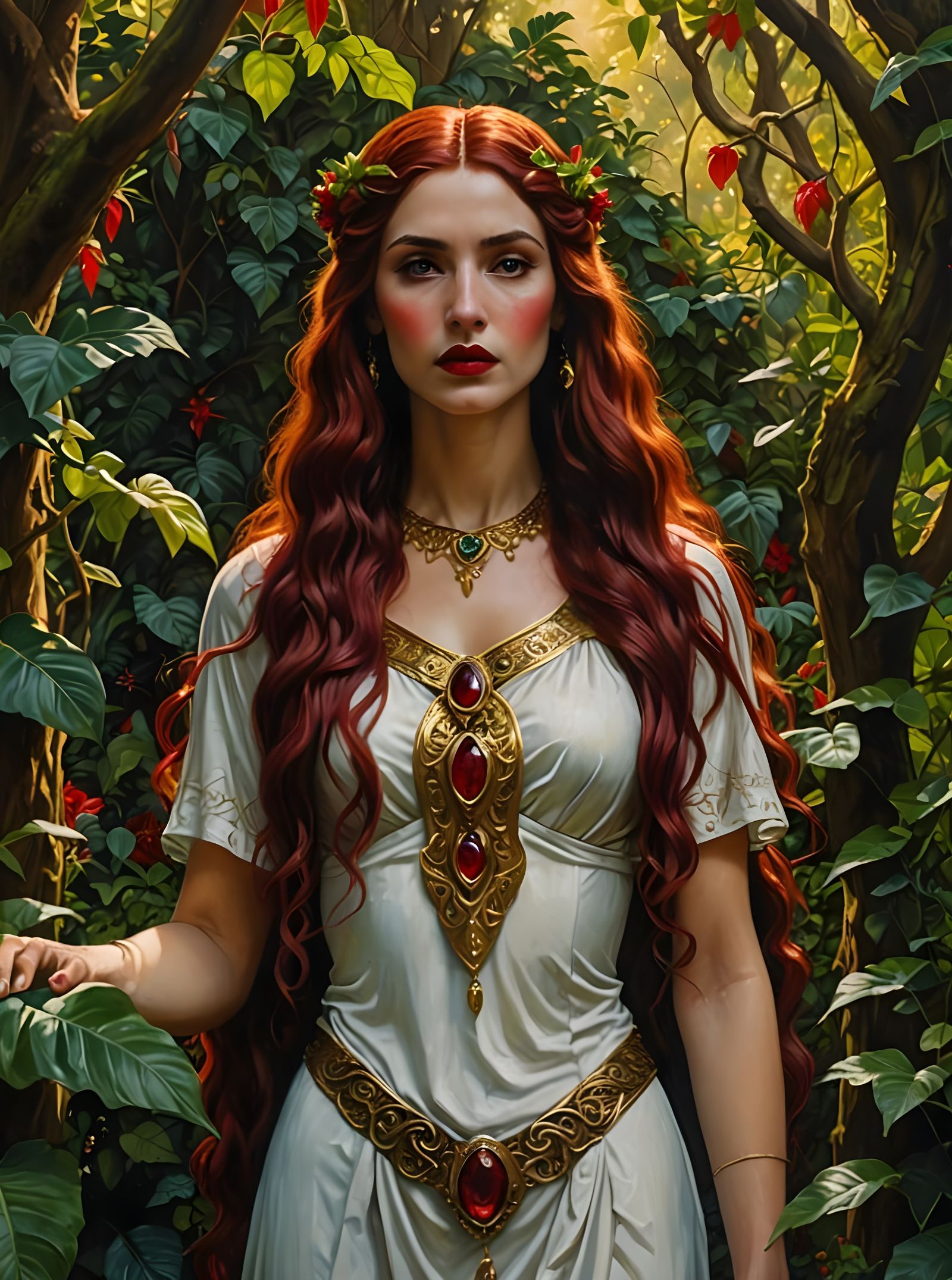 Hyperrealistic Lilith in Lush Glade, Inspired by Splash Art