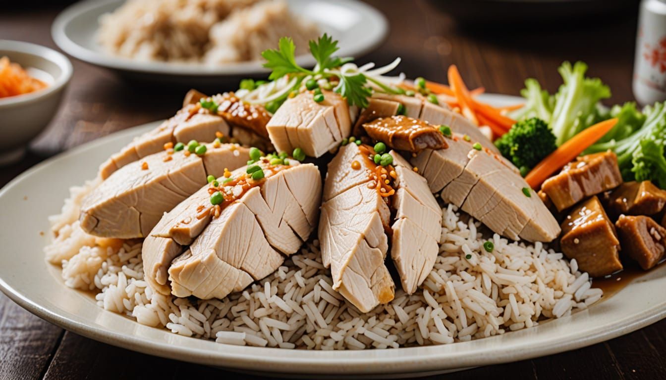 Delicious Hainanese Chicken Rice Street Food Photography