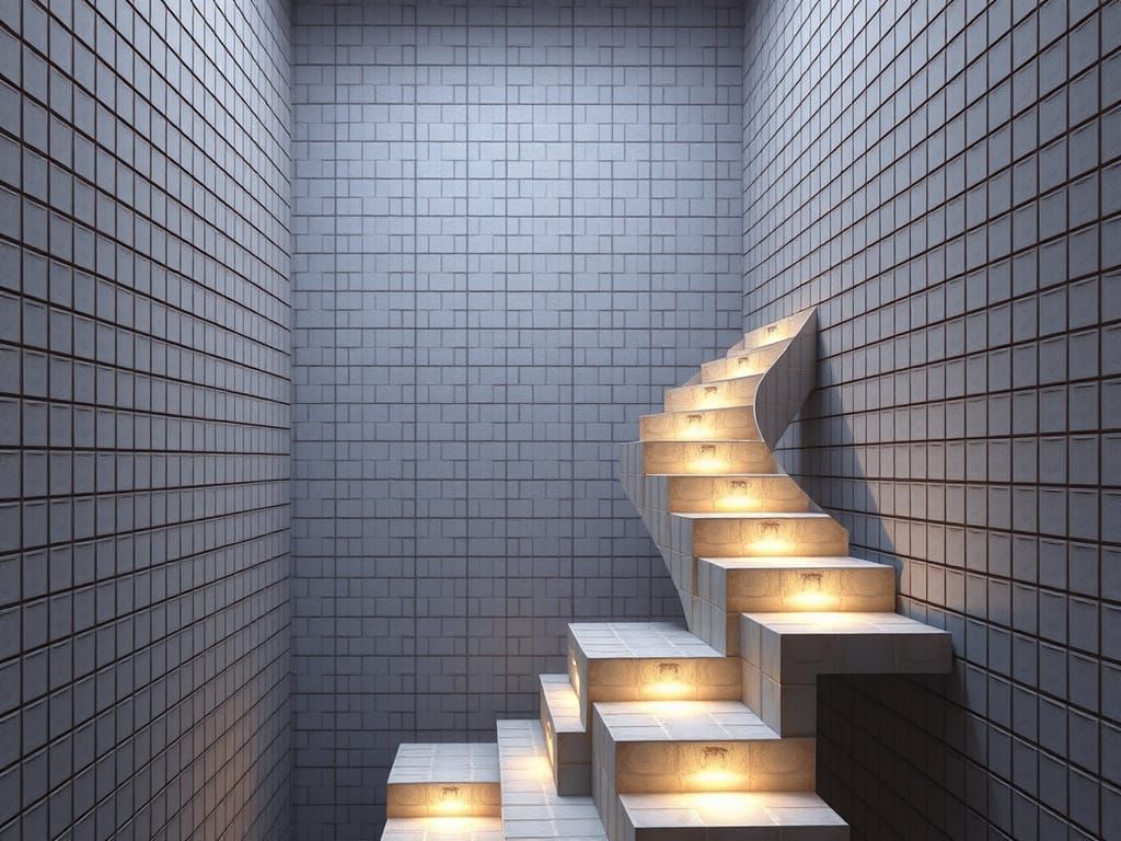 Surreal Staircase in a Dreamlike Void