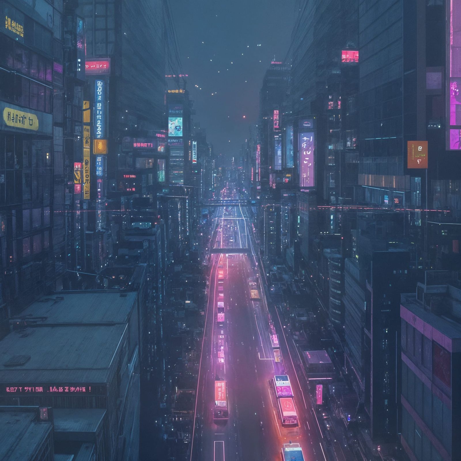 Vibrant Tokyo Nightlife with Cat