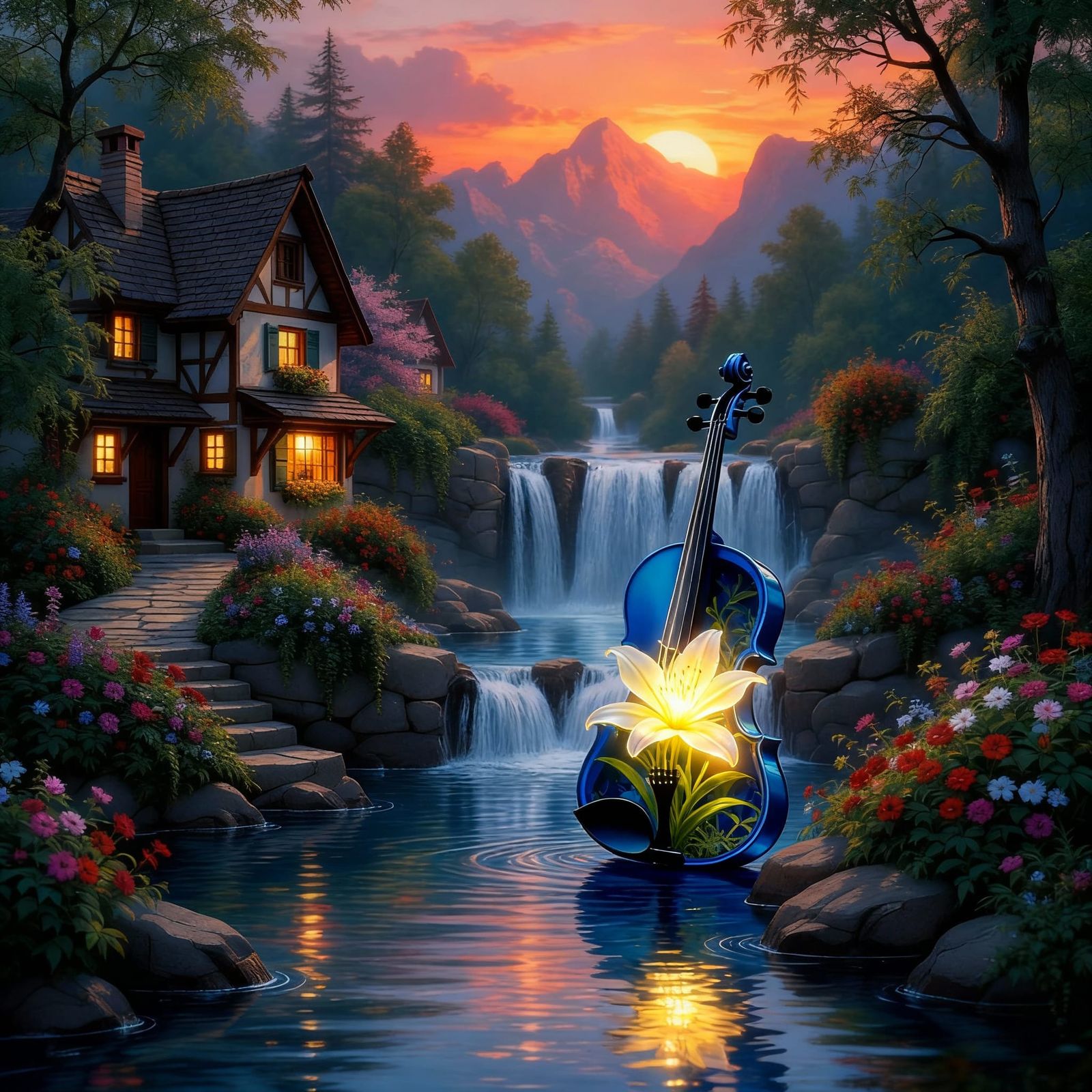 Flower Placed Inside a Violin