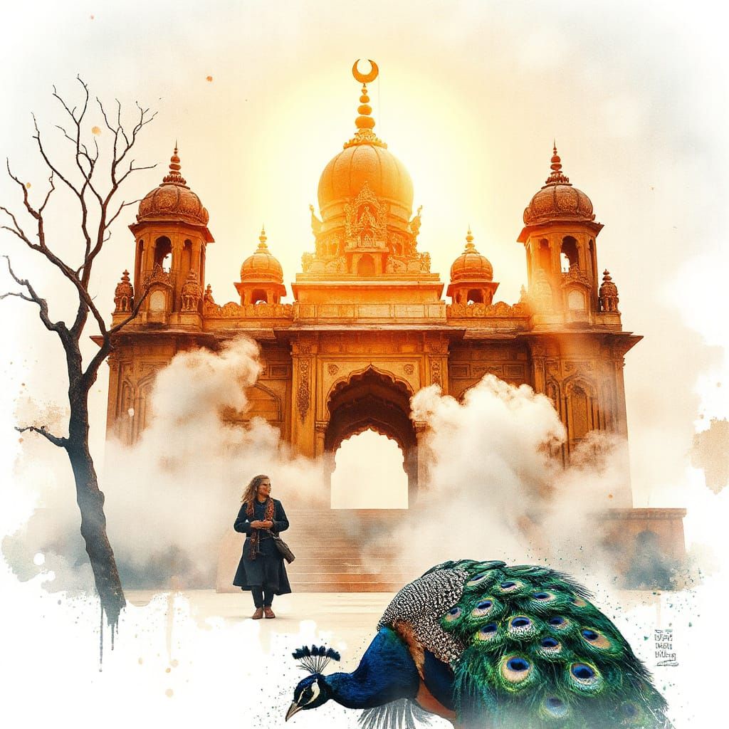 Ethereal Indian Temple Radiates Morning Glory