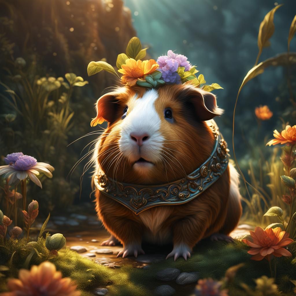 Relaxed Guinea Pig in Detailed Matte Painting Style