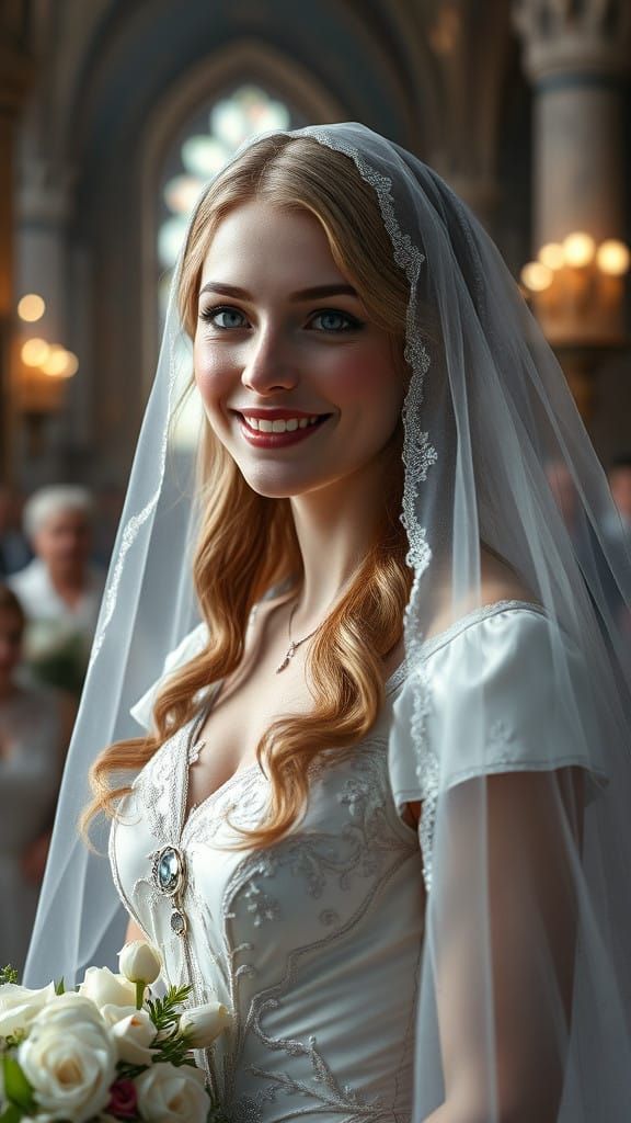 Victorian-Era Bride in Whimsical Wedding Splendor