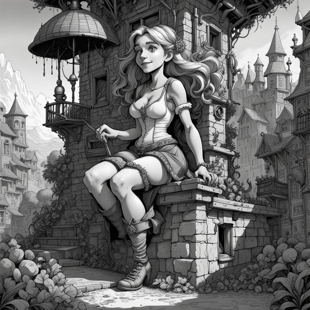 Intricate Black and White Line Art in HDR