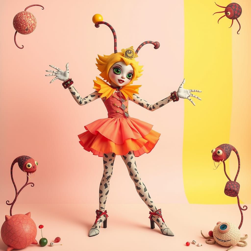 Whimsical Dreamworld Creature in Vibrant Costume