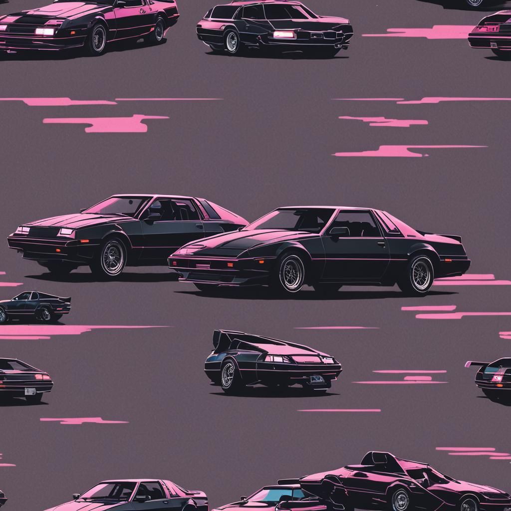 Vaporwave Knight Rider Car: Retro-Futuristic Design