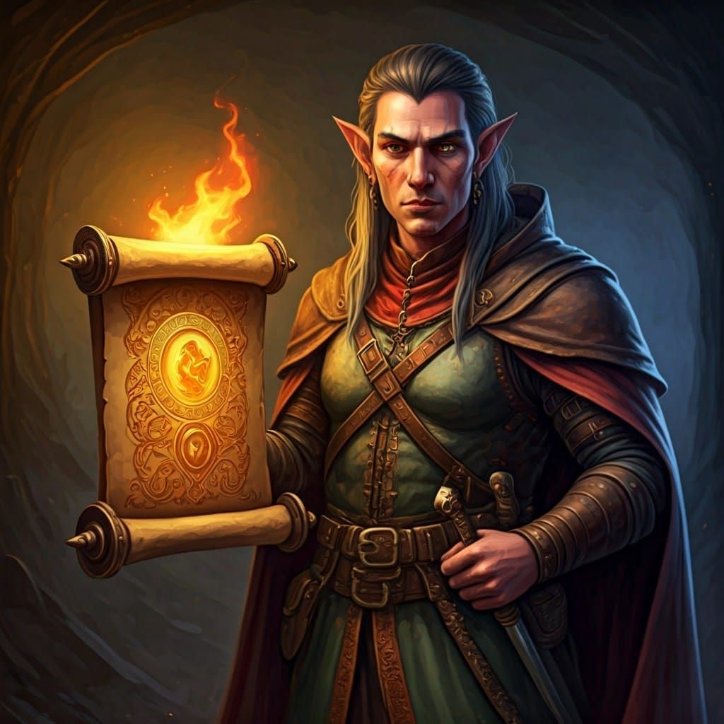 Enchanted Halfling Merchant Unfolds Ancient Scrolls