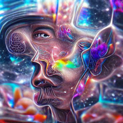 Holographic Open Mind Astral Illustration in Mixed Media