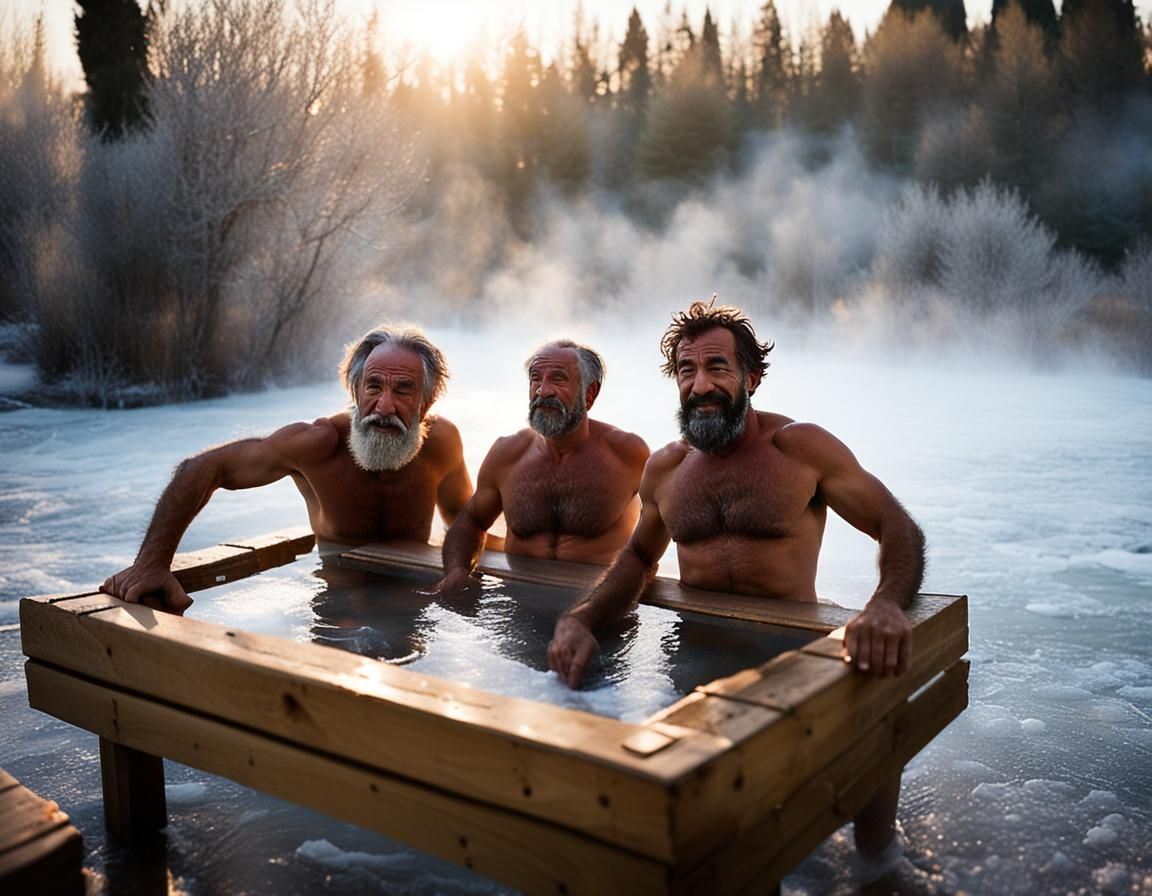 Tuscan Sauna: Italian Men Enjoying Winter Sun