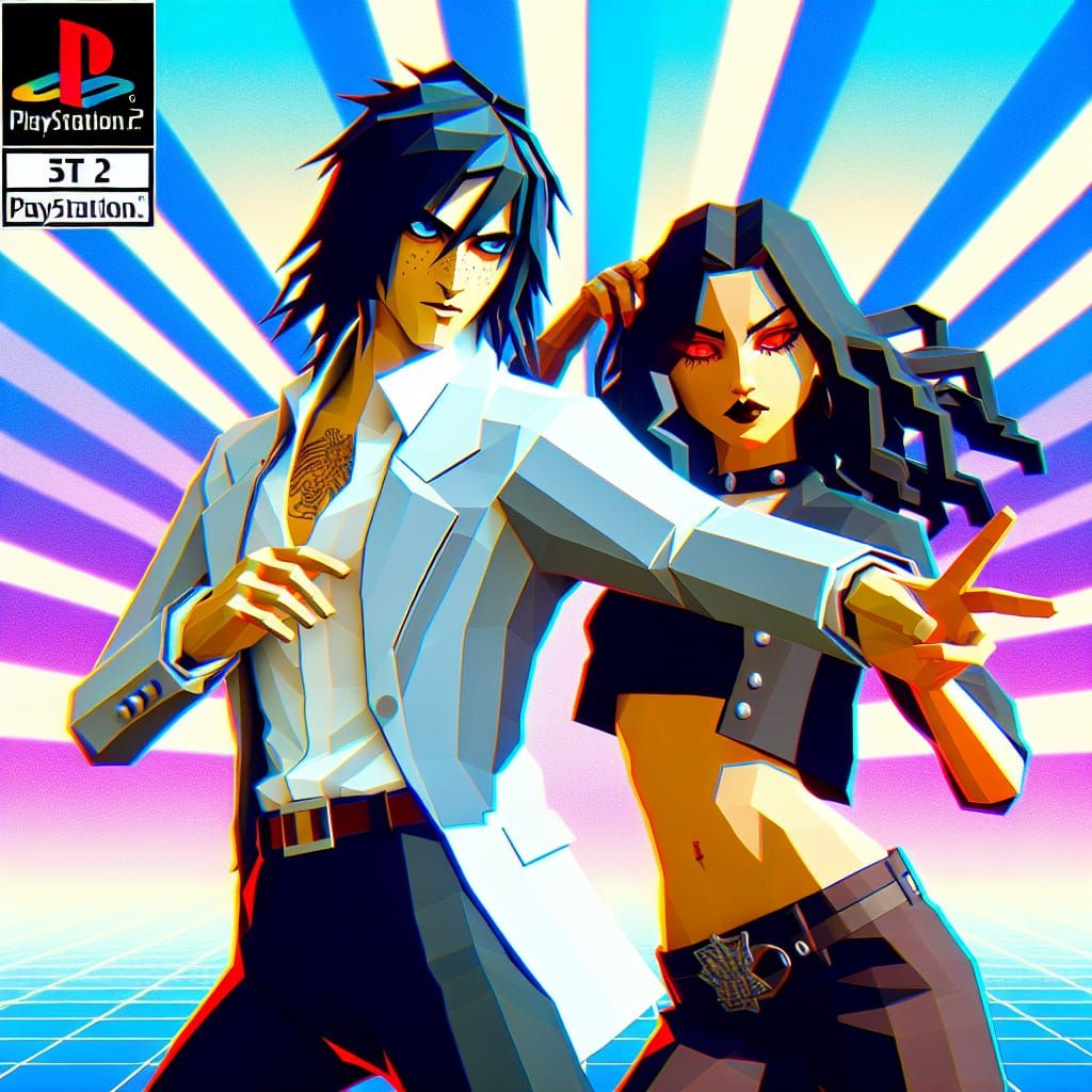 Dancing Duo in Low Poly PlayStation 2 Style