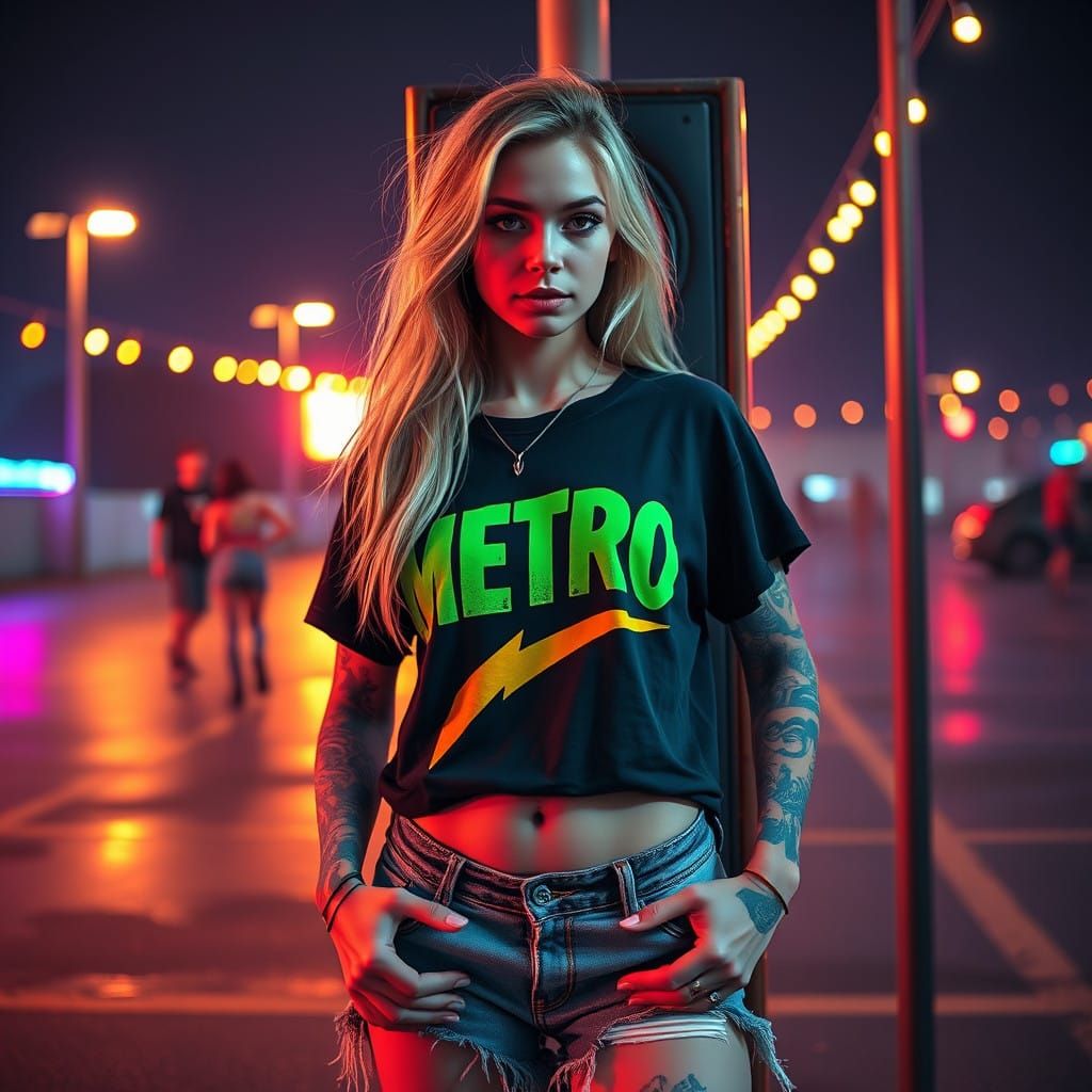 Fearless Punk Girl Steals the Show at a Neon Rave