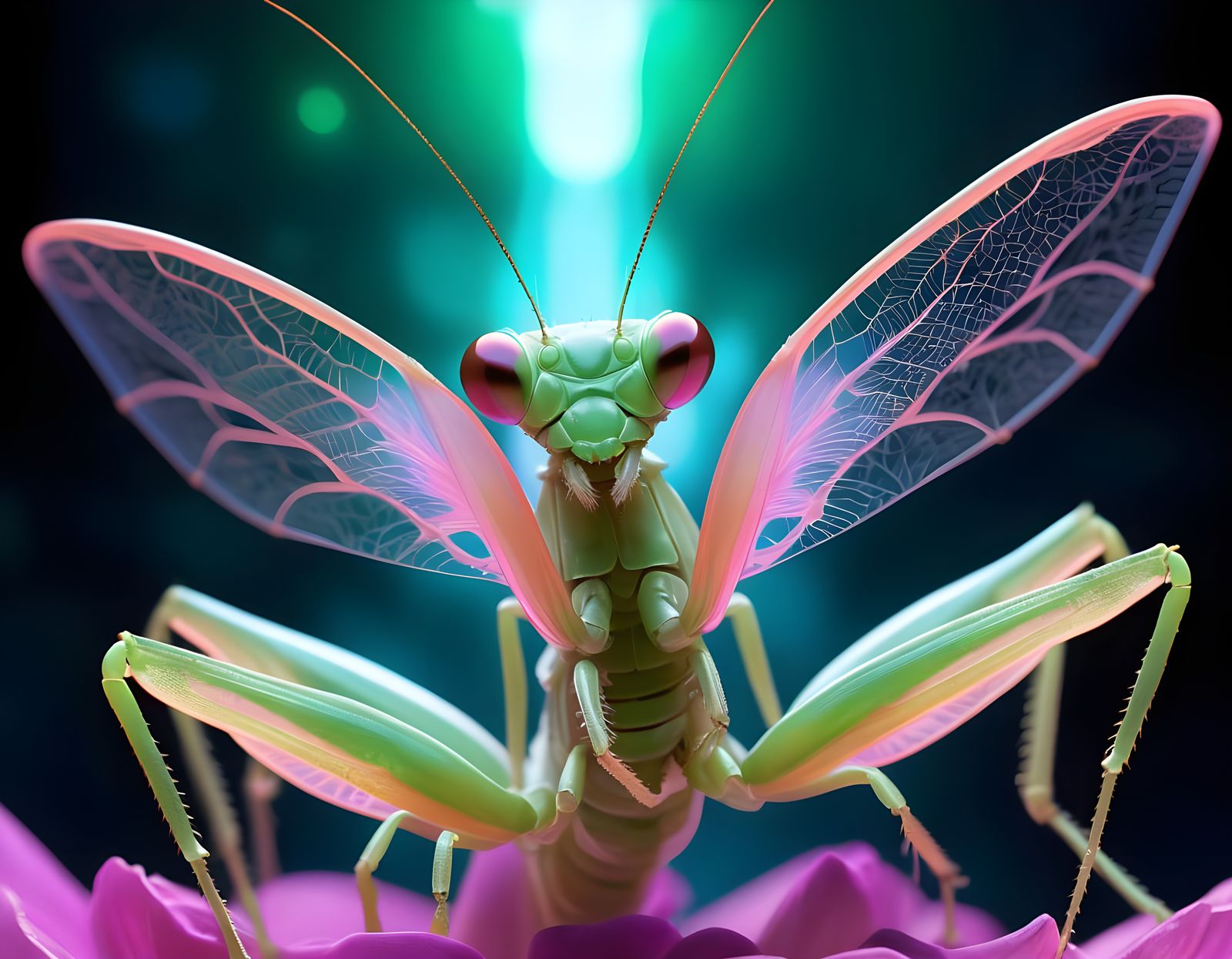 Ethereal Mantis Guardian Meditates through Dimensional Barri...