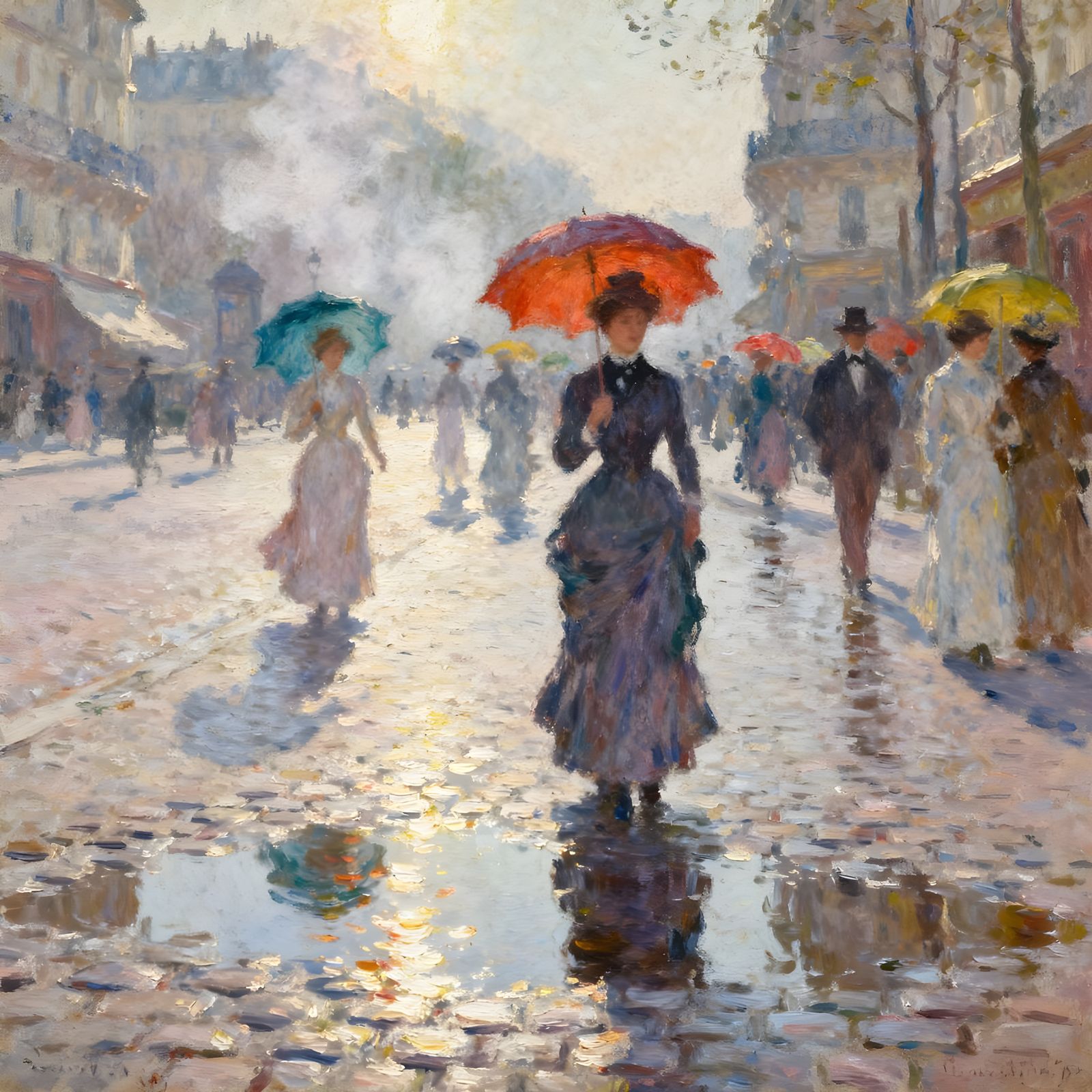 Parisian Street Scene: Impressionist Oil Painting