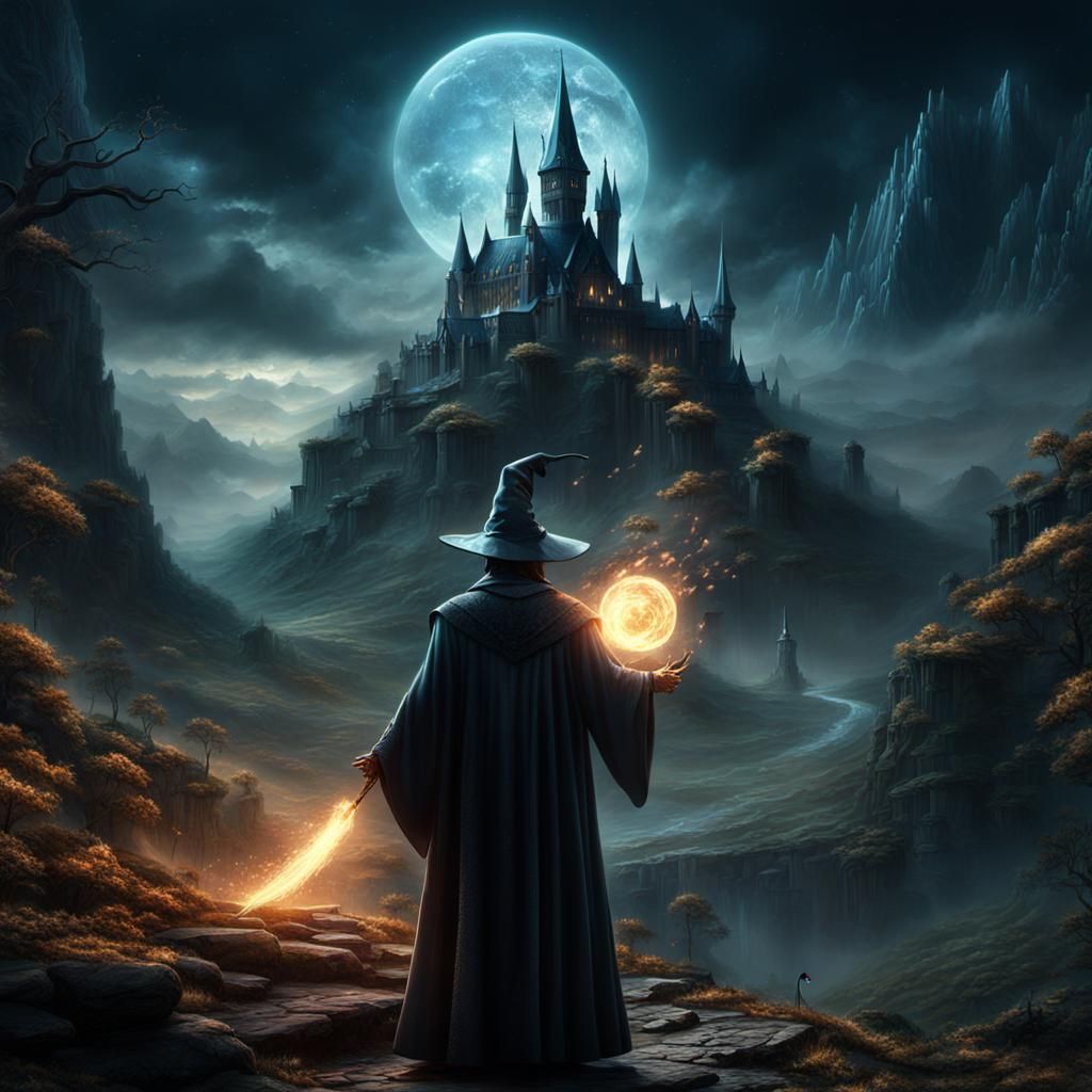 Epic Wizard Casting Spell in Digital Matte Painting