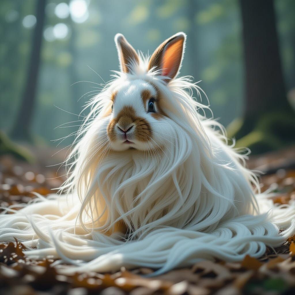 Rabbit Engulfed in Flowing Hair, Cinematic Still