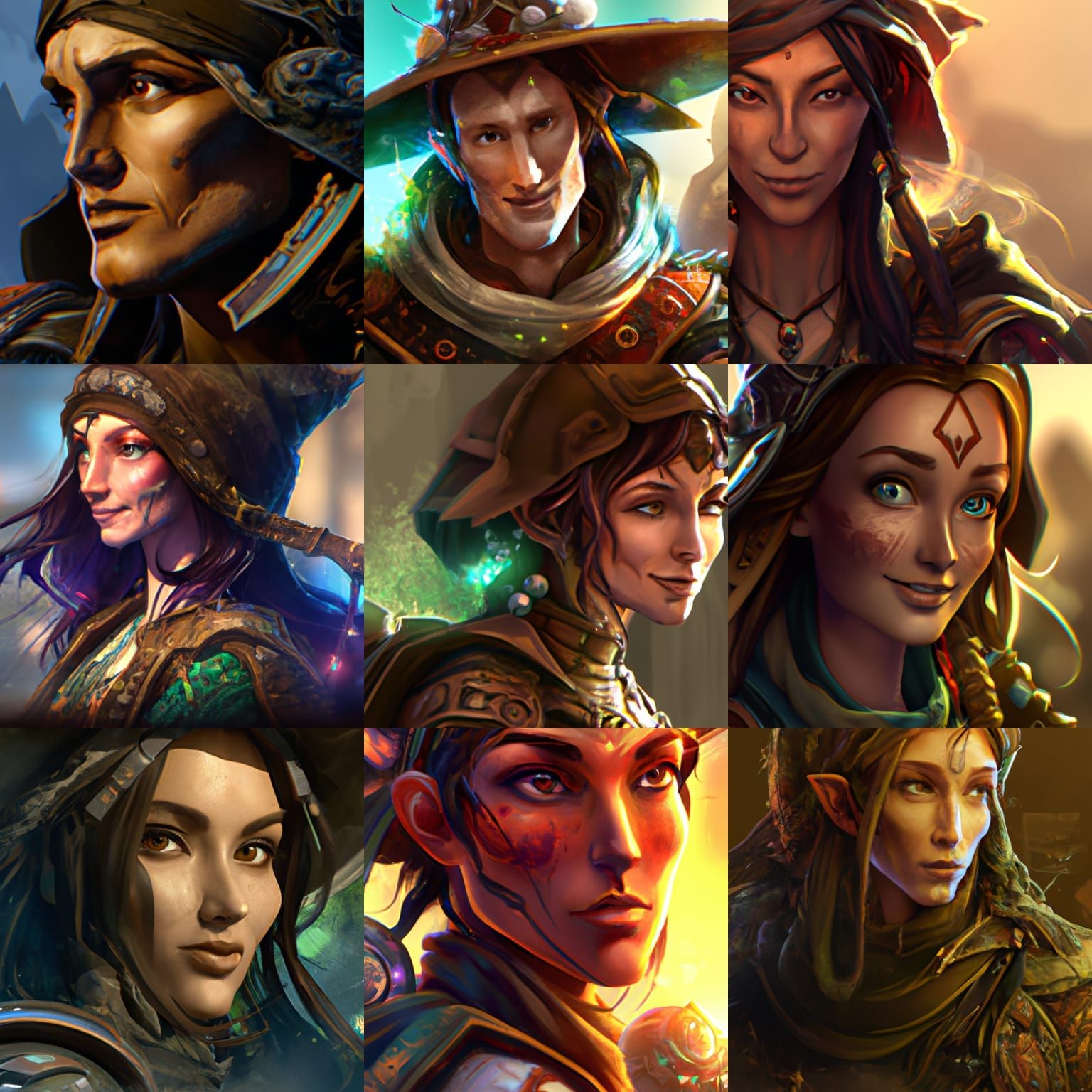 Fantasy Adventurer Portrait in Art Nouveau Style