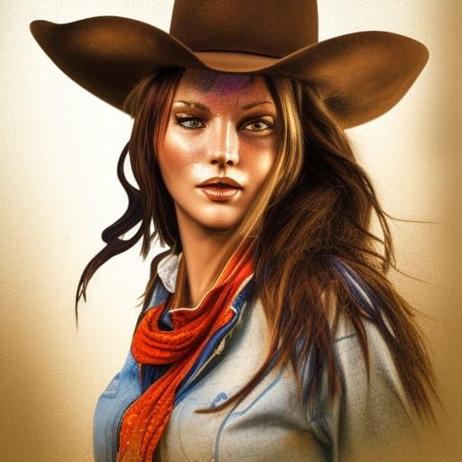 Hyperrealistic Cowgirl Duel Concept Art