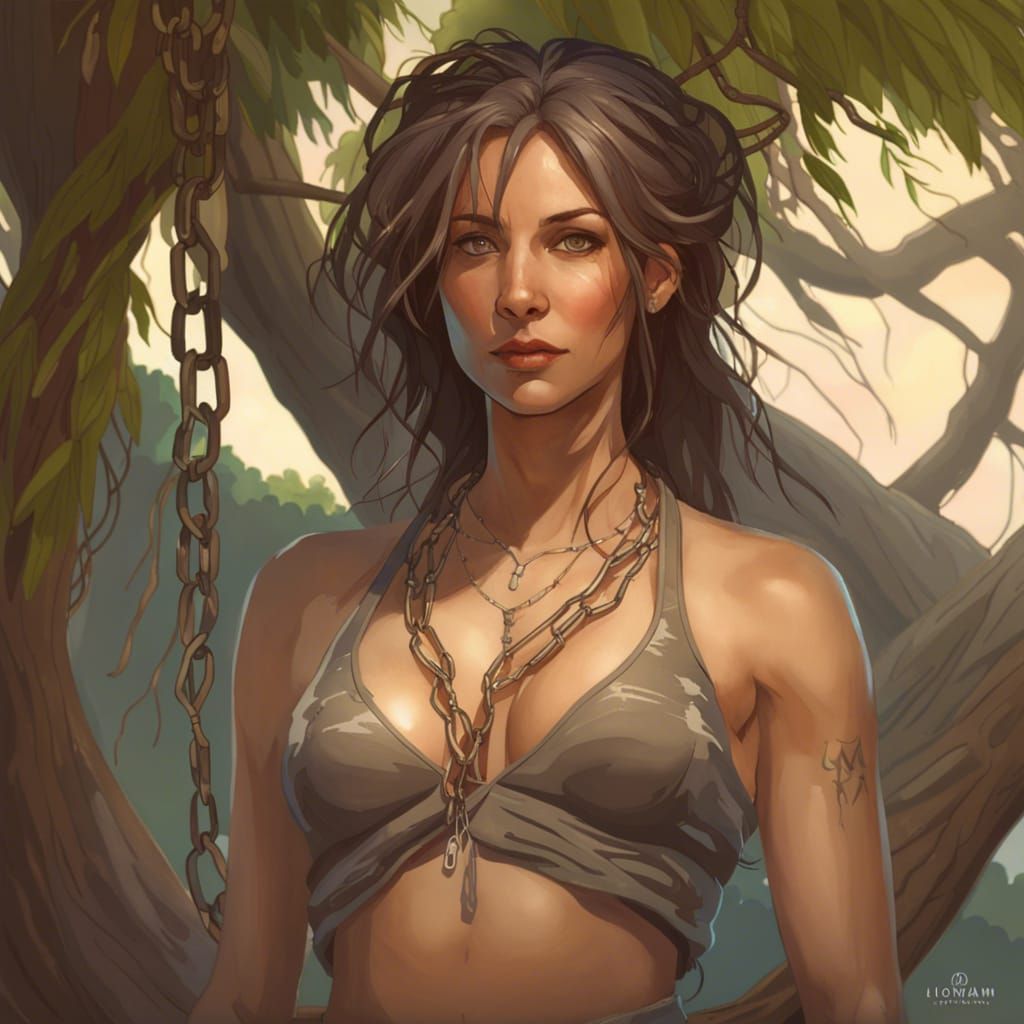 Woman by Willow Tree: Hyperdetailed Concept Art Portrait