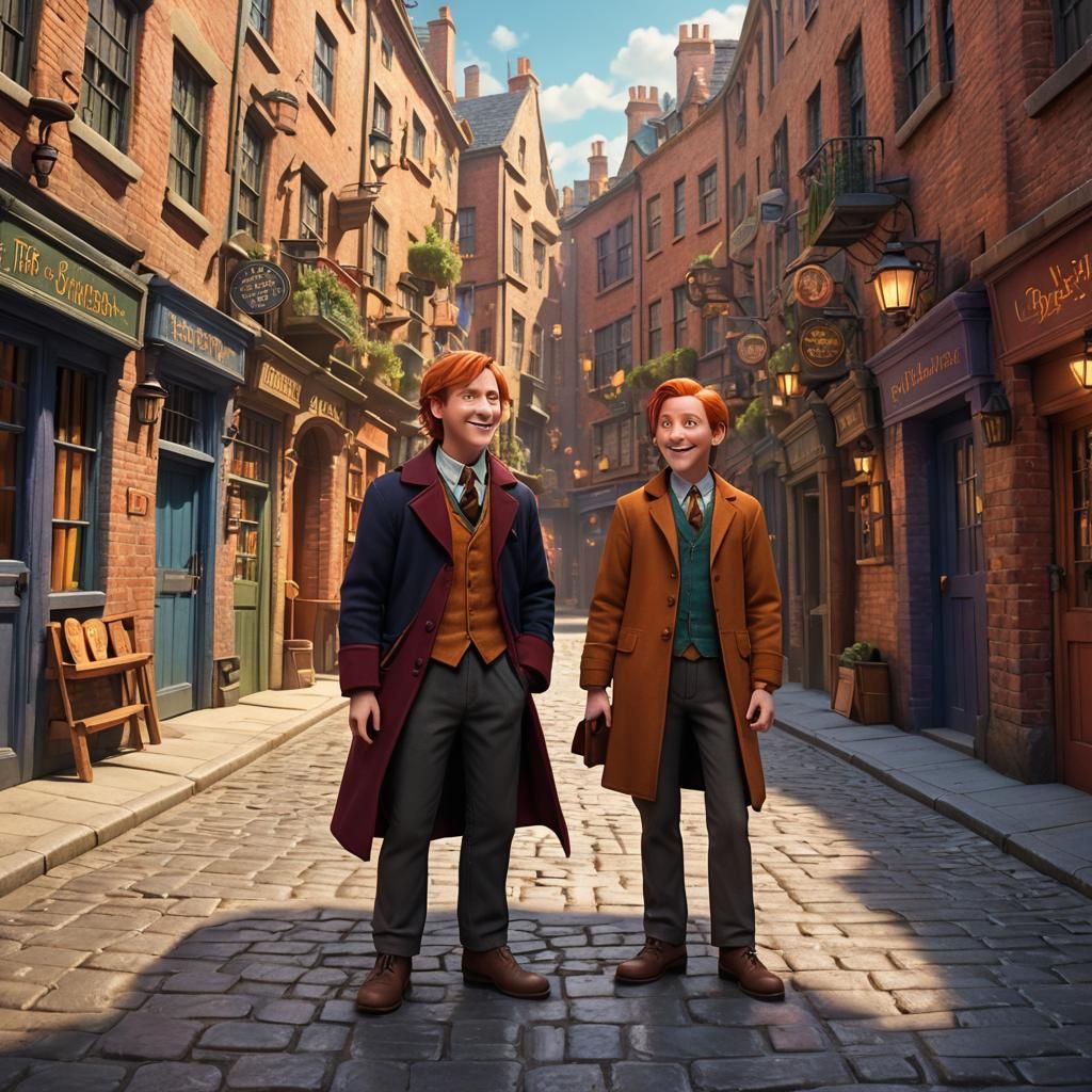 Fred and George Weasley in Pixar Style