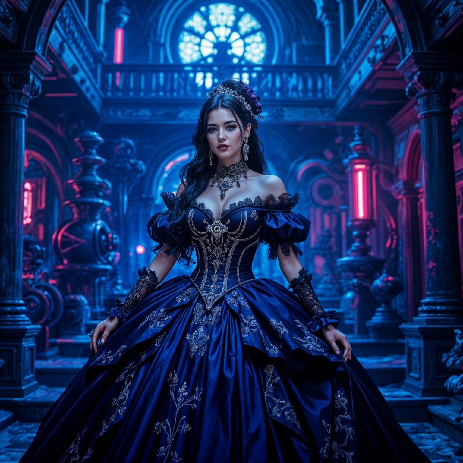 Gothic Steampunk Portrait in Industrial Futurism Style