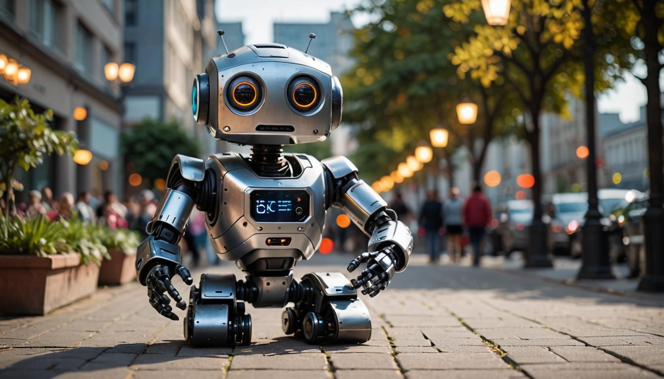 Friendly Robot in Natural Lighting, Bokeh Effect