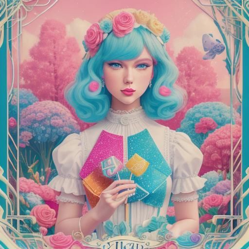 Taylor Swift in Candyland: A Candy Art Digital Illustration