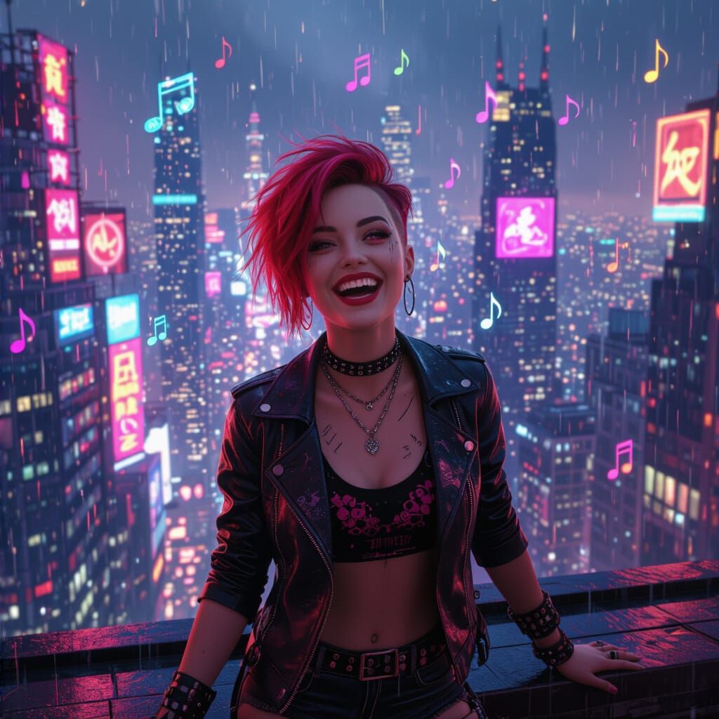 Goth Festival Vibe on a Rainy Rooftop