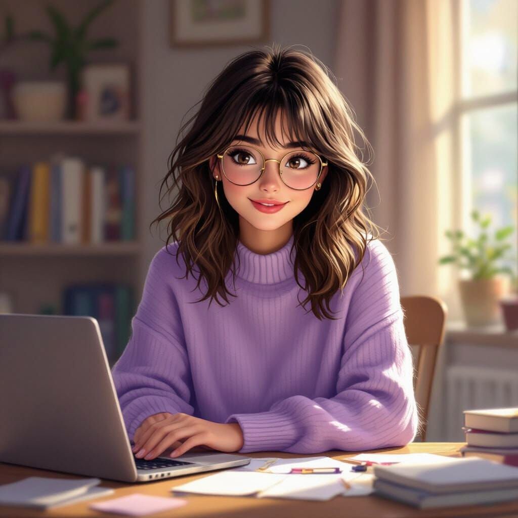 Cozy Student Studying with Laptop and Notes