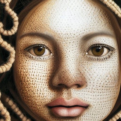 Portrait of a Yarn Girl in Photorealistic Style