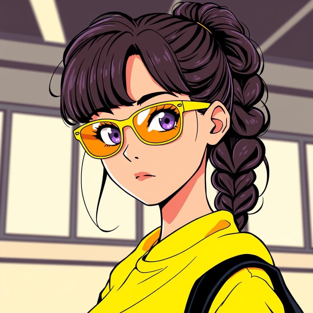 Girl with Sunglasses in Film Noir Pop Art Style