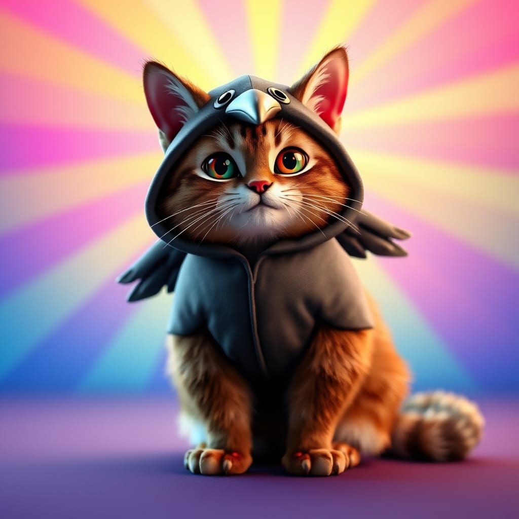 Regal Chubby Cat in Raven Onesie