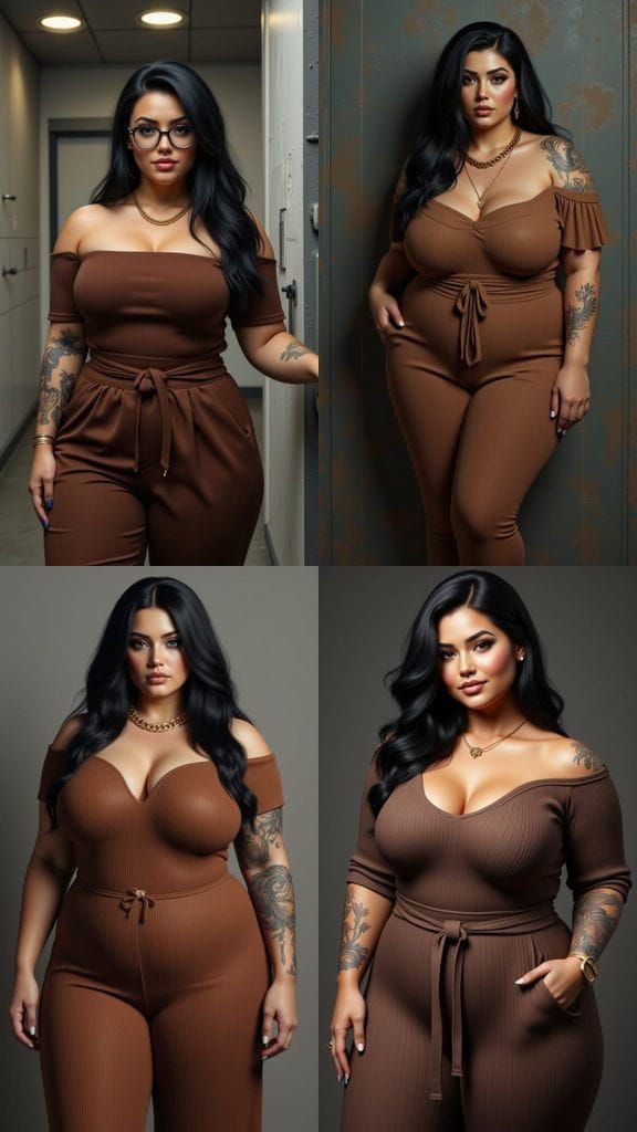 Curvy Scientist in Jumpsuit with Tattoos