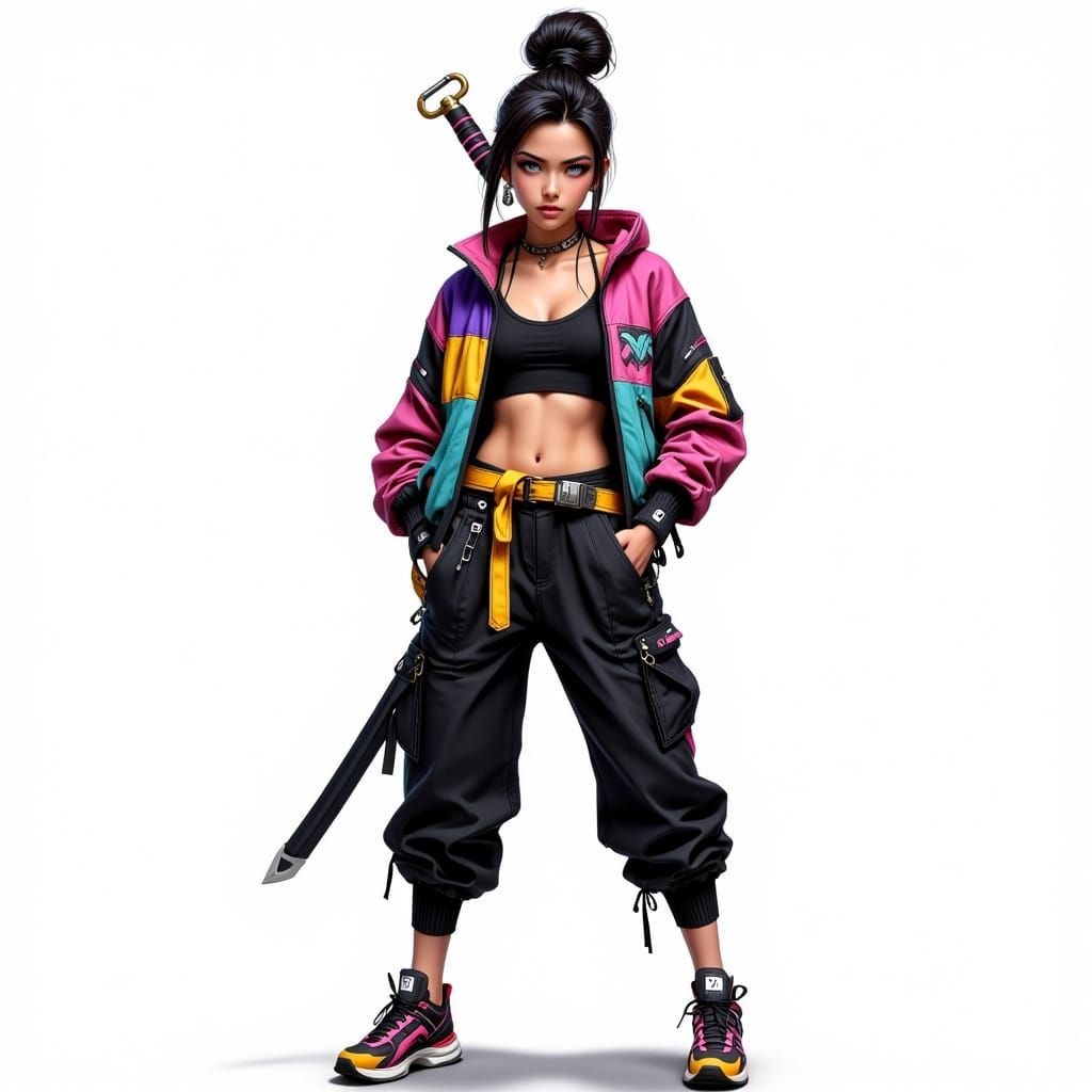 Anime Samurai Woman in Urban Style