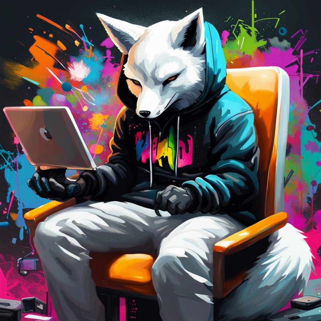 Fox Gamer in Graffiti Art Style