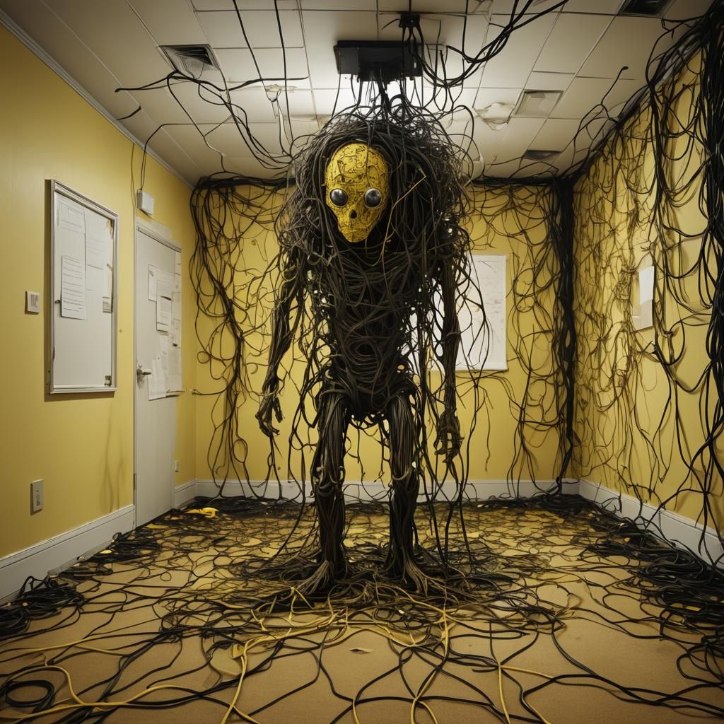 Eerie Liminal Space with Wire Entity