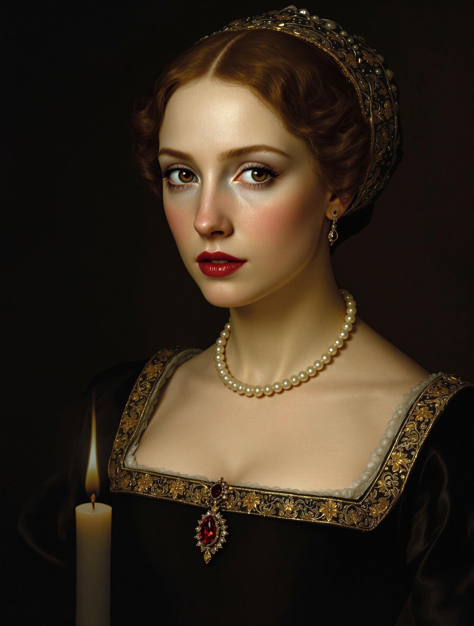 A Young Woman's Despair in Candlelit Splendor