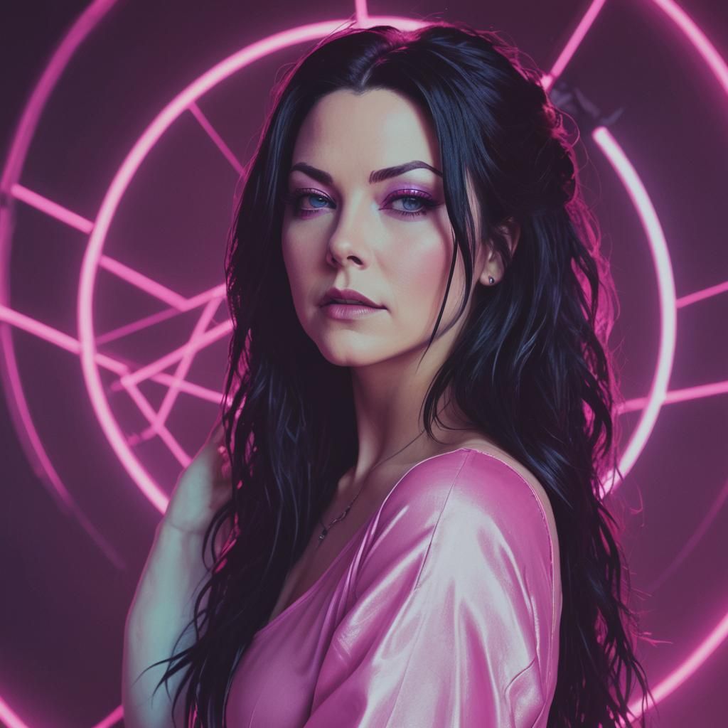 Amy Lee in Synthwave Neon Retro Style