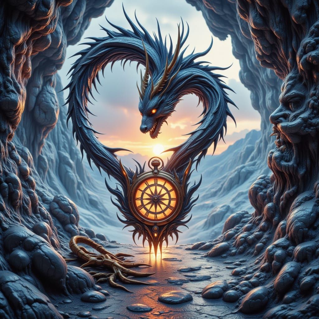 Ethereal Dragon Amidst Steampunk Wonders