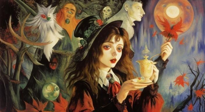 Vampire in Forest: Expressionist Digital Art