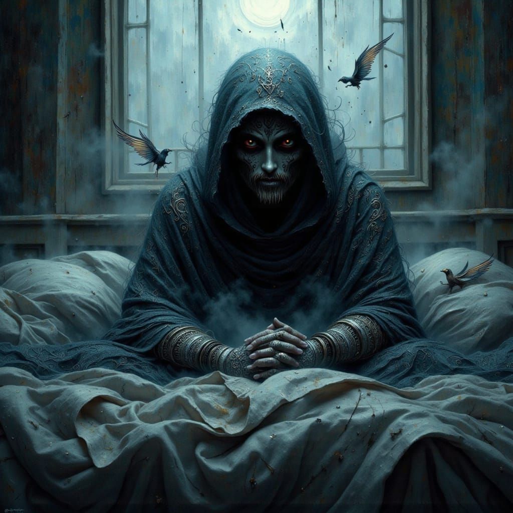 Eerie Figure Emerges from Misty Darkness