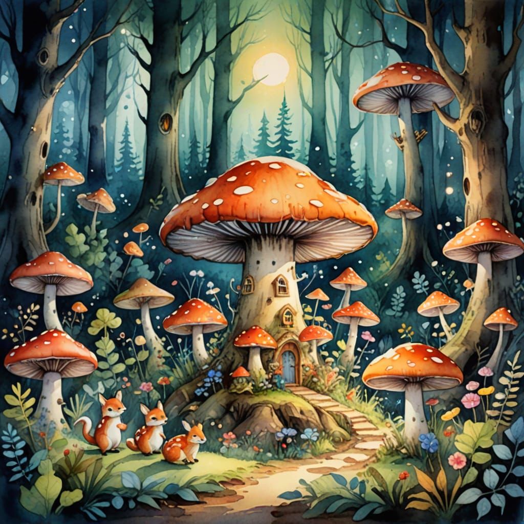 Woodland Creatures Share Candy in Enchanted Forest