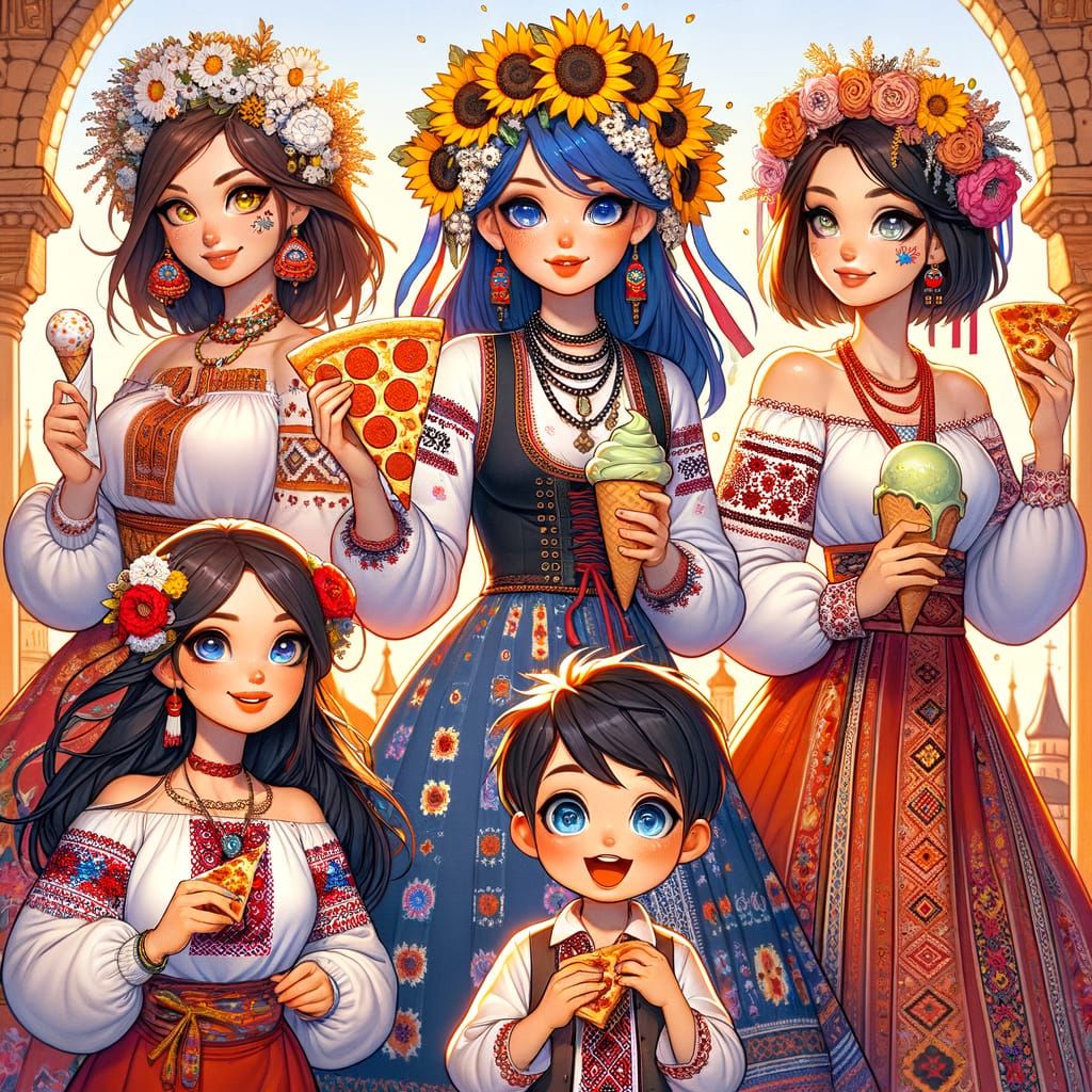 Ukrainian Youth in Anime-Style Digital Illustration